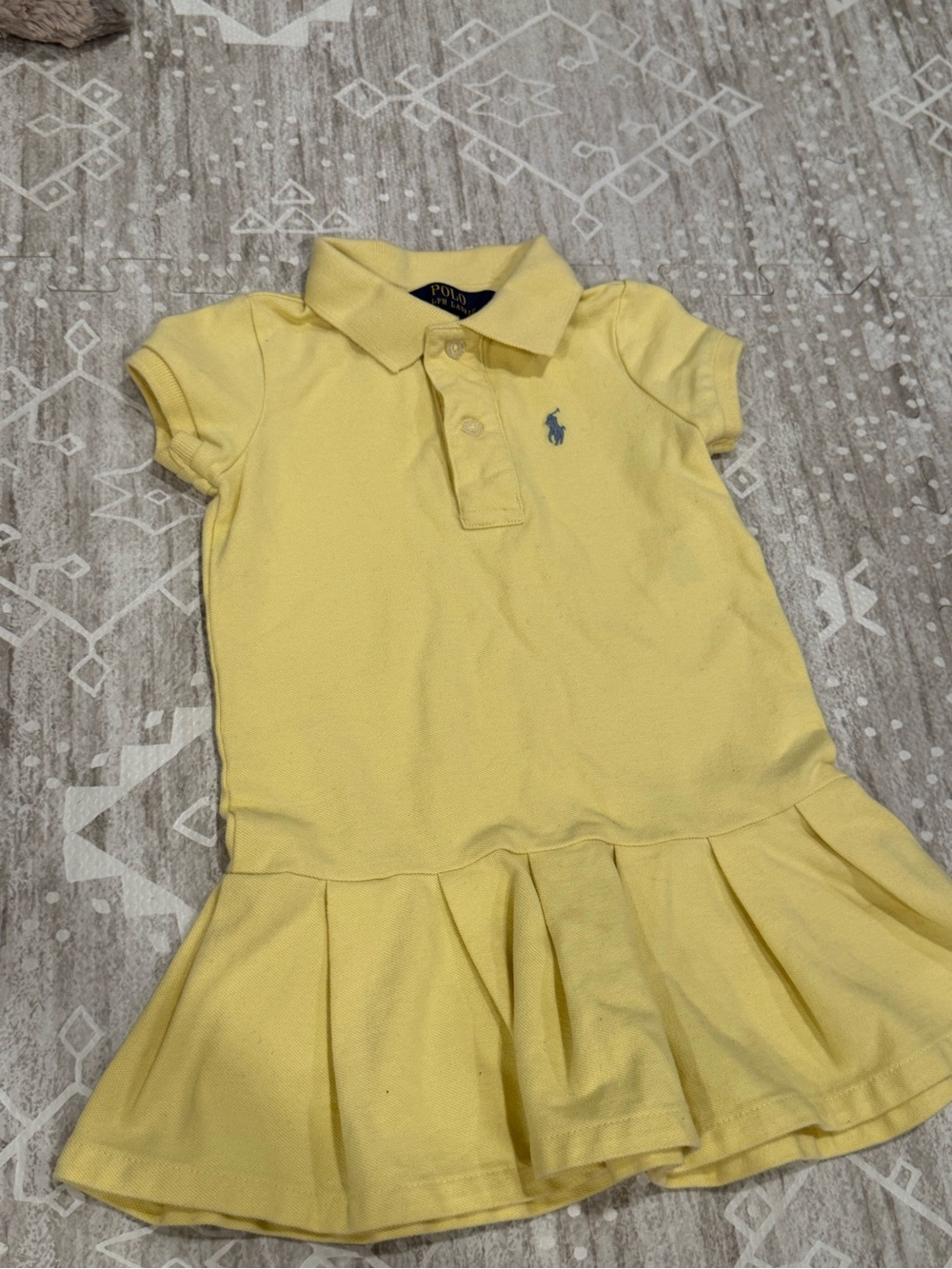 Polo by Ralph Lauren Girls Yellow Polo Dress with Embroidered Pony
